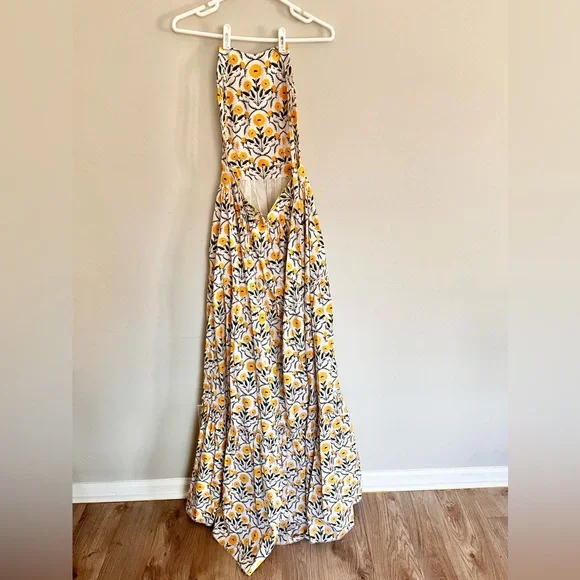 Agua by Agua Bendita Naranja Mimosa Halter Yellow Floral Maxi Dress Size S - Picture 12 of 12